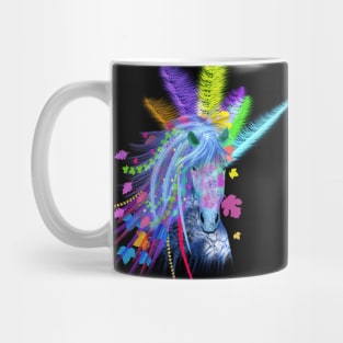 Tribal Horse with feathers Unicorn Horse head Mug